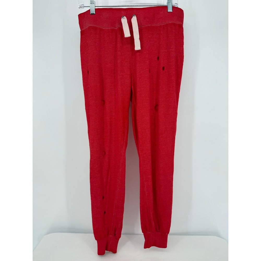 Birdiebee Joggers‎ Womens Medium Red Distressed Cut Sweatpants